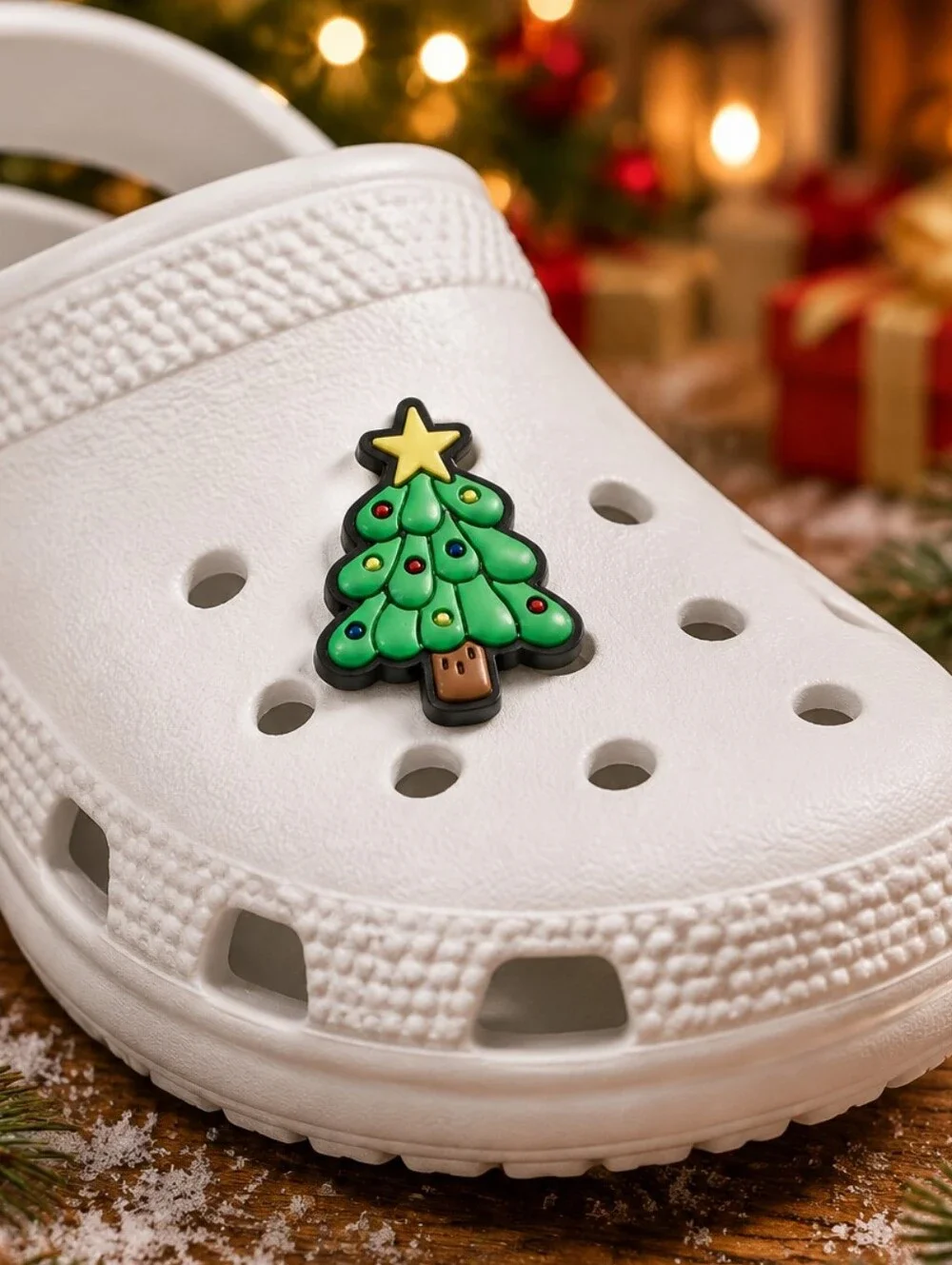 Christmas Tree Croc Shoe Charm Green Holiday Ornament Star Festive Jibbitz Style